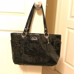 Coach black patent purse bag